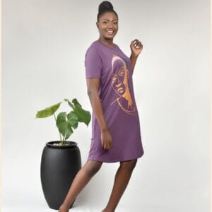 Aima's Casual Wear - Female Purple & Gold t-shirt Dress