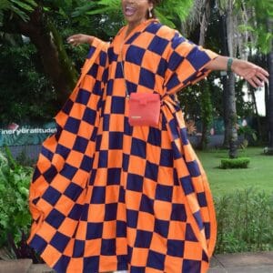 Odio Mimonet Haute Couture - Orange Checkered Agbada