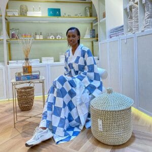 Odio Mimonet Haute Couture - Sky Blue Checkered Agbada