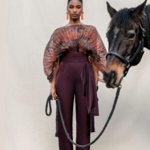 Andrea Iyamah - Plum Draped Body Suit