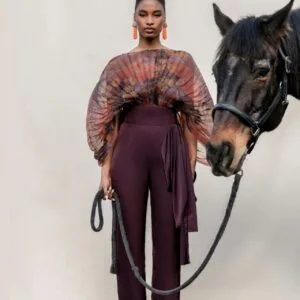 Andrea Iyamah - Plum Draped Body Suit