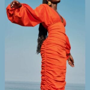 Andrea Iyamah - Tangerine Ruched Dress