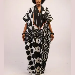 Dye Lab Agbada - Black Monochrome Motif